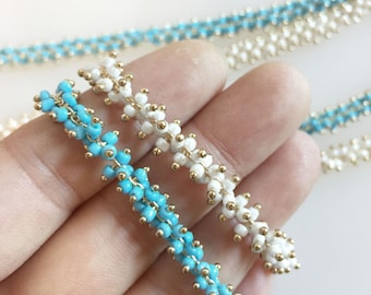 Brass 2mm Bead Chain, 14K Gold Plated Brass, 1 ft.