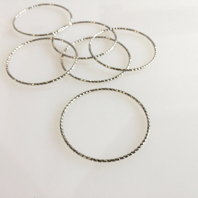 50mm Rhodium Plated Brass Hoop Pendant 1.5mm Wire 3pcs. Ear Hoop Brass Hoop Finding Ring Hoop