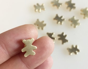 Bear Charm, Bear Bead, Animal Charm, Matte Gold Plated Brass, 9.5mmx11mm, 3pcs.