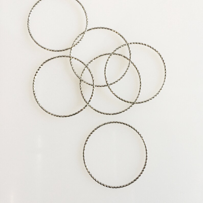 50mm Rhodium Plated Brass Hoop Pendant 1.5mm Wire 3pcs. Ear Hoop Brass Hoop Finding Ring Hoop