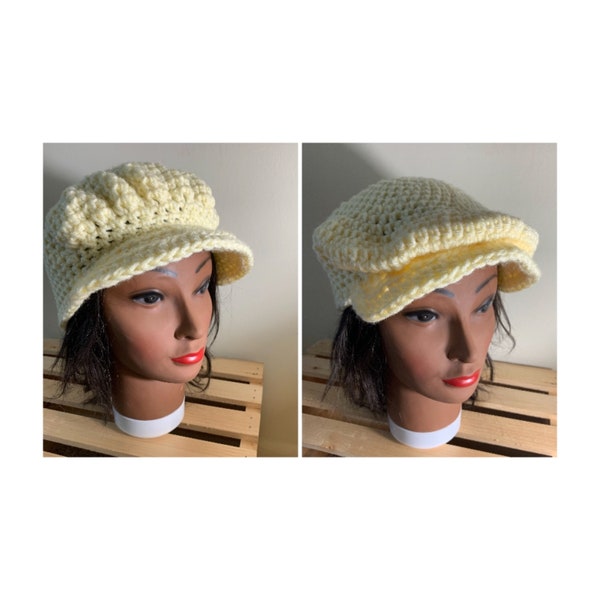 Pattern Only- Crochet Kangol hat with Brim Newsboy Style Beginner Friendly Crochet Pattern