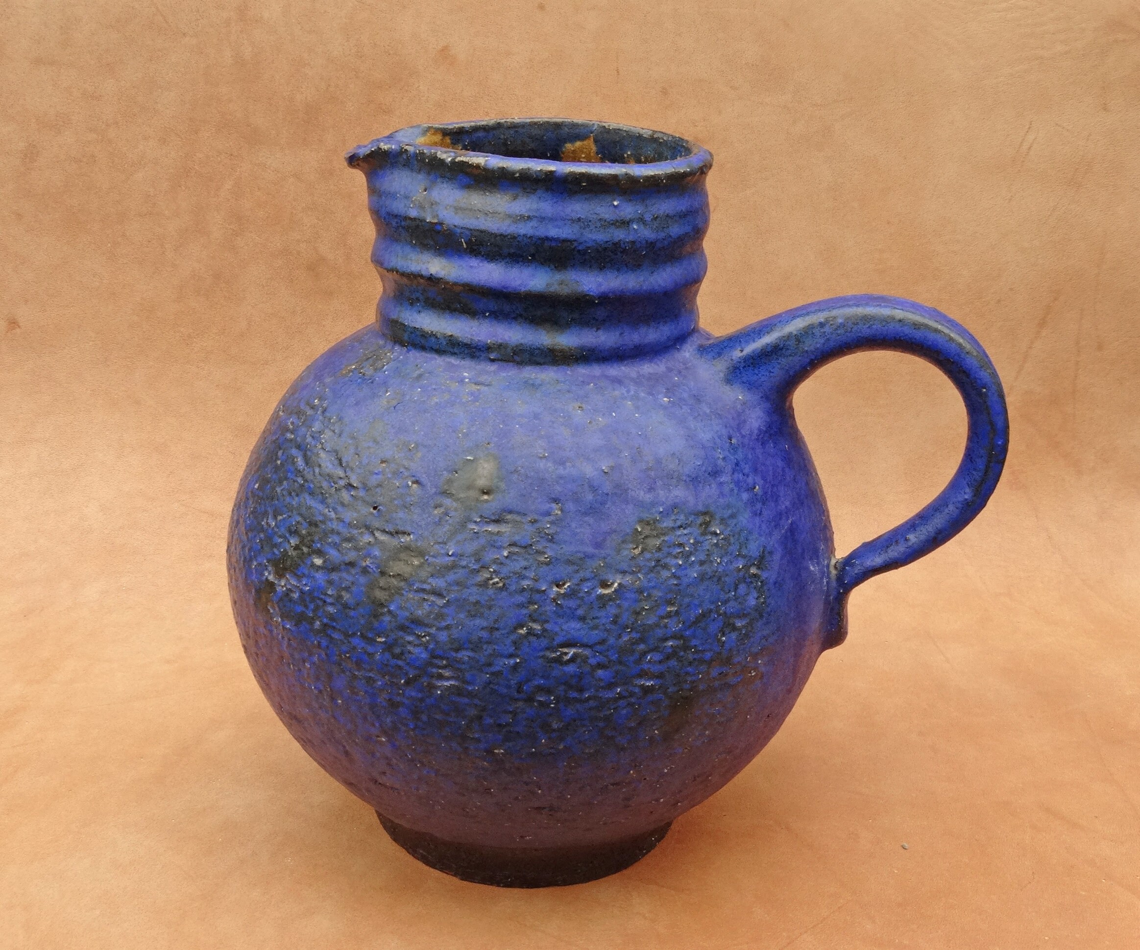 Gerhard Liebenthron, Studio Ceramics, blue large jug, vase, 1971