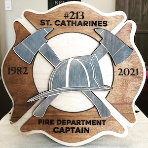 Firefighter Maltese Cross with Helmet & Axe