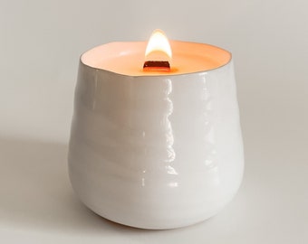 White Ceramic Teagan Bauble Jar 6oz Candle