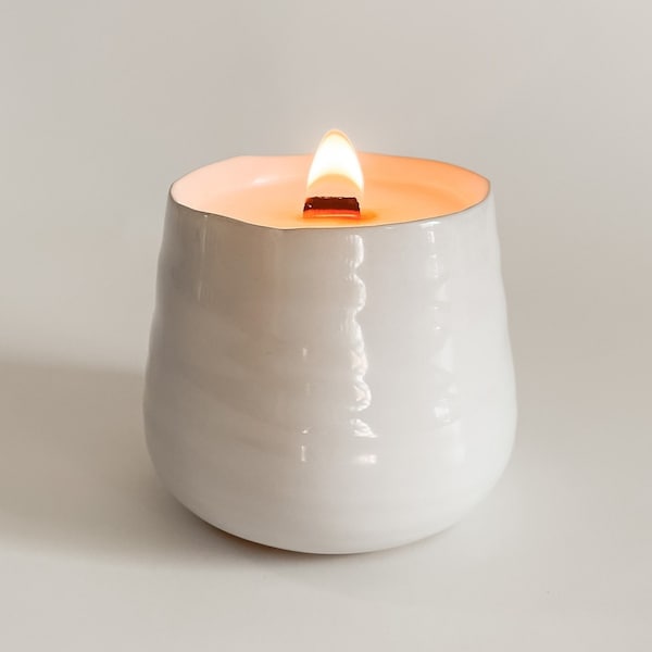 White Ceramic Teagan Bauble Jar 6oz Candle