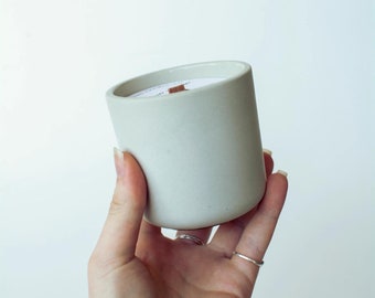 Cement Handmade Curve Bottom Candle 8oz//Hand Poured Soy Artisan Candle