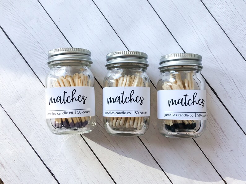 Matches In A Glass Mason Jar//Farmhouse Striker Etsy