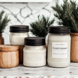 Farmhouse Mason Jar Hand Poured Soy Wax Candle With Vintage Black Twist Lid
