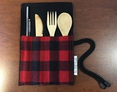 Zero Waste Eco-friendly Utensil Wrap - Lumber Jack Utensil Wrap No more waste Recycle Replace fast food utensils No more landfill Bamboo