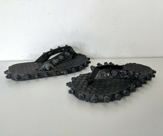 Goth Studded Rubber Foam Platform Flip Flop Thong