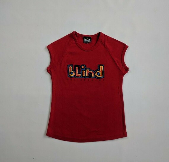 Blind Skateboards 90s Y2K Vintage Red Ribbed Cotto