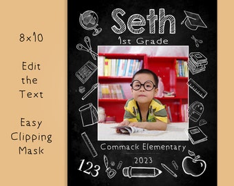 School/Graduation Chalkboard Photoshop Template /Preschool/Kindergarten/ School/Memory Mate/photography/Inside the Box/Portraits/black white