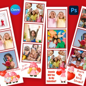 Kids Valentine's Day Gnomes Photo Booth/ Editable Photoshop/ Canva / Template / School Printable, In the Box, Inside the Box, Digital