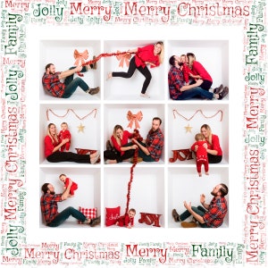 In the Box Photography 9 Box Christmas/ Holiday/ Border Photoshop template, digital border, Inside the Box, In the Box, White Cube
