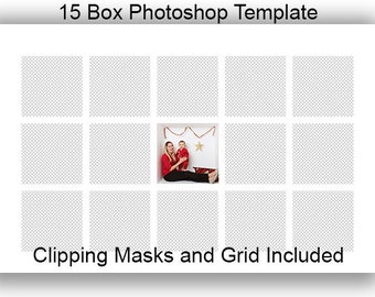 In the Box Photoshop Template 15 Box  WHITE Editable Digital Grid Photoshop -Inside the Box, In the Box, White Cube, collage