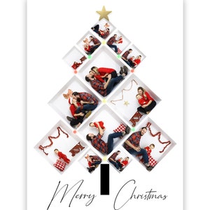 Modèle Photoshop photo de carte de sapin de Noël pour la photographie (intérieur de la boîte, famille, enfants, personnes âgées)