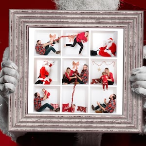 Carte de Noël dans la boîte Père Noël modèle Photoshop téléchargement numérique fond carte de vœux/modifiable/cadre photo
