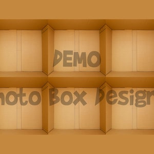 Boîte de 6 boîtes en carton JPEG pour collage d'images, modèle numérique de superposition d'arrière-plan pour les composites photo / dans la boîte, photoshop