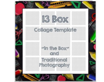 In the Box School Chalkboard Digital Photoshop Template Collage/Preschool/Kindergarten/Graduation/School/photograph/Portraits/Photography