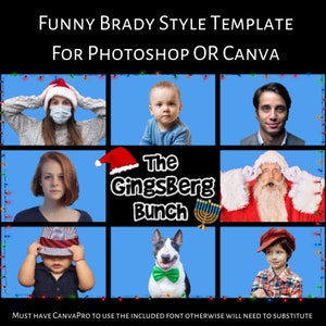 Divertida tarjeta navideña de lujo para fotógrafos con plantilla de Photoshop y CANVA de Brady Style Your Bunch "In the Box" para Navidad y Hanukkah