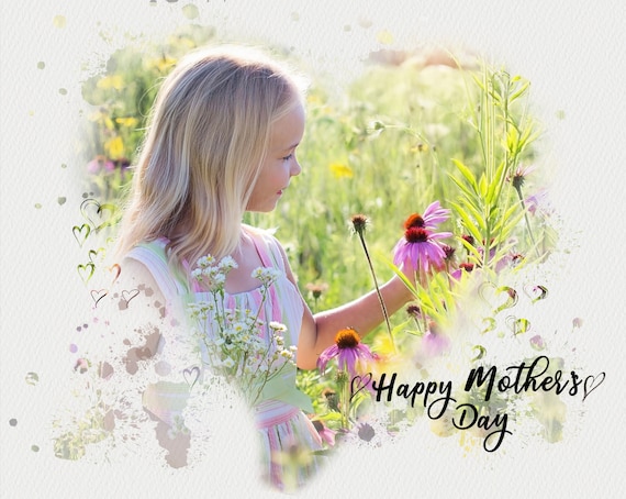 Mother's Day *Heart Watercolor Photoshop Photo Collage Template with 4 different sayings/ Customizable/Photographers/love/digital/card/photo