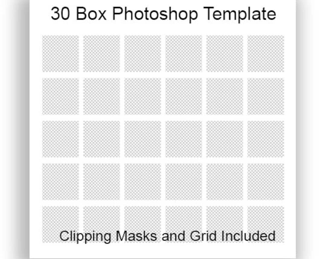 In the Box Template 30 Box Square WHITE Editable Grid Collage