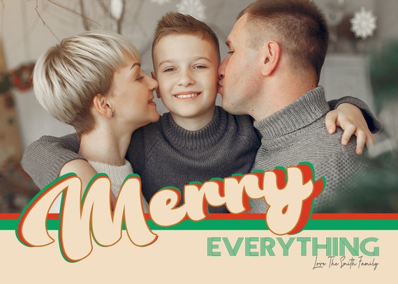 Merry Christmas/ Everything Boho Retro Christmas Digital Photoshop Template for Photographers/ Clipping Mask/ holidays/ horizontal