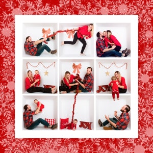 In the Box Photography Border - 9 Box Weihnachten / Urlaub / Photoshop-Vorlage In the Box Photography - Red White Cube, in der Box