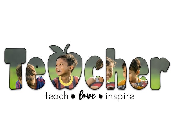 Teacher *Bubble Letters Collage Overlay Photoshop Template for Photographers with Apple and Heart Options/ Graduation/