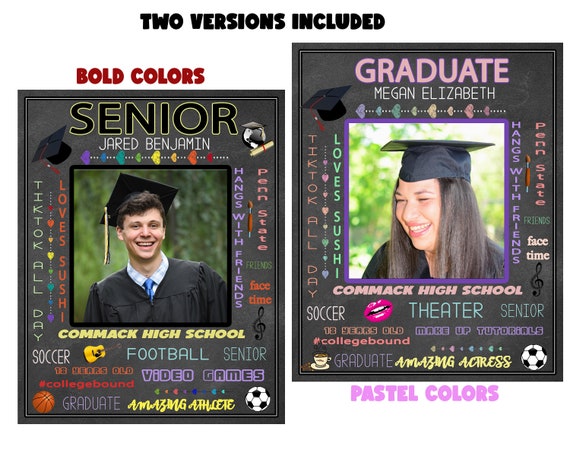 Senior/ Graduation *  Photo Memory Chalkboard Photoshop Template TWO PACK / In the box/ inside the box/ Seniors/Preschool/8th Grade