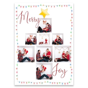 Weihnachtsbaum "in der Box" Weihnachtskarte Photoshop mit Schnittmasken Vorlage für Fotografen