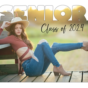 Senior 2024 Grad/Graduation/Letters Editable Photoshop Template/ YEAR FONT is EDITABLE/ Horizontal/ Photography/ Overlay / digital download