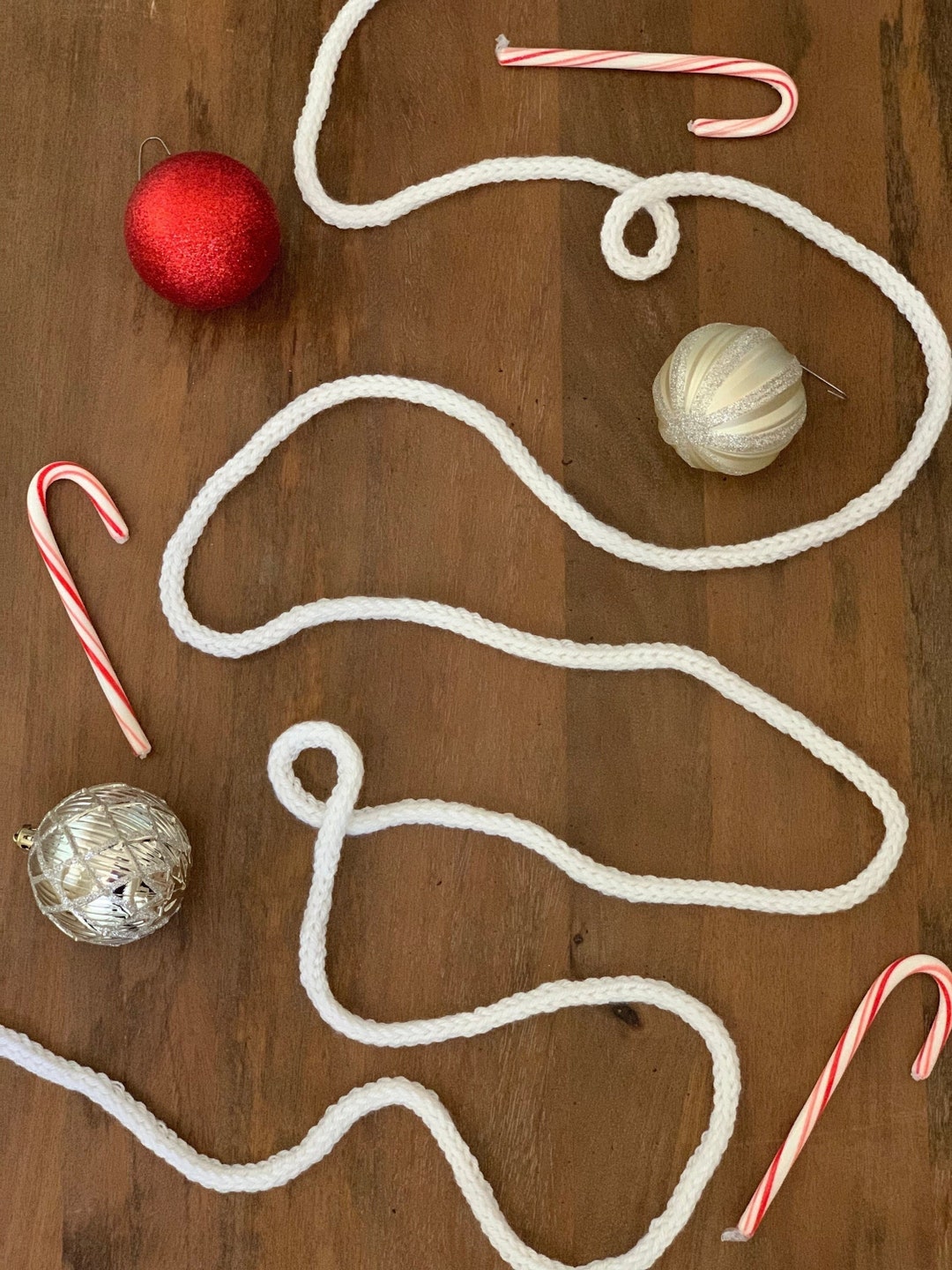 White Knit Christmas Tree Garland Etsy