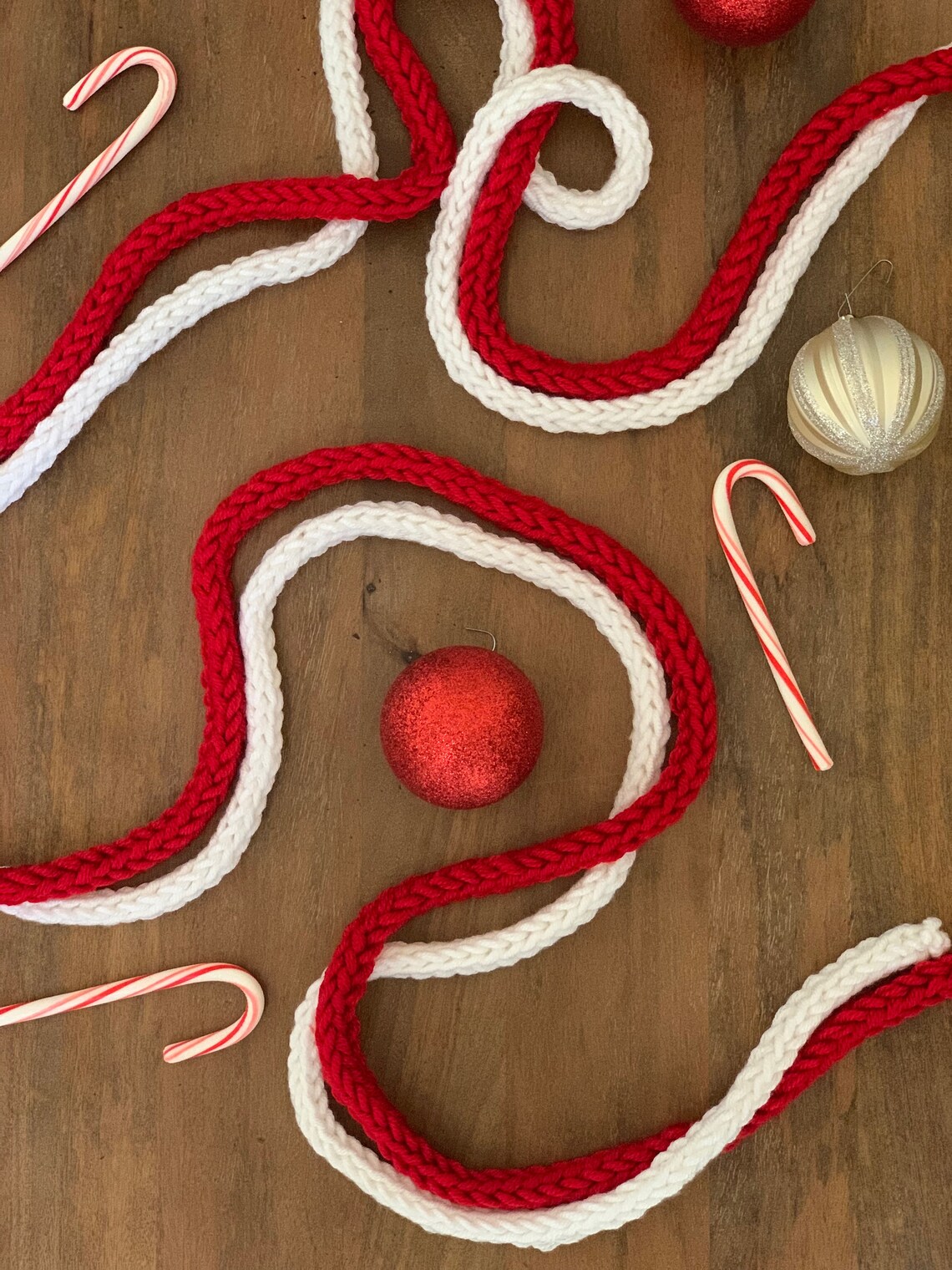 Large White Knit Christmas Tree Garland Etsy