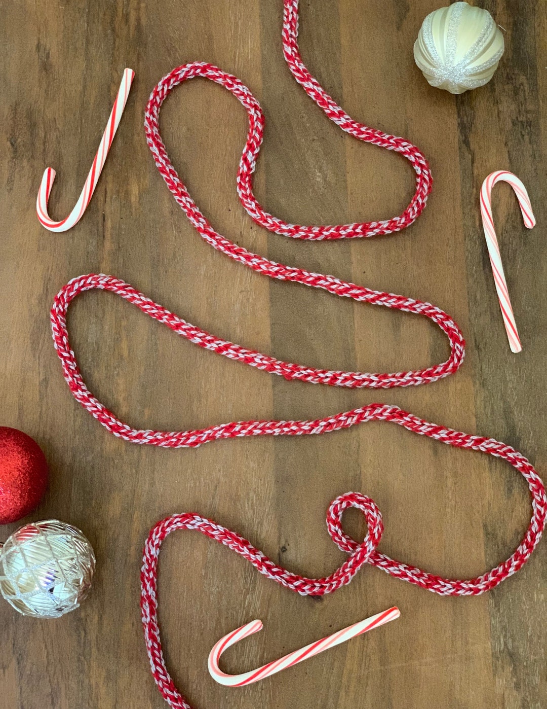 Red & Grey Knit Christmas Tree Garland Etsy