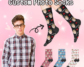 Benutzerdefinierte Multi Gesichtssocken, benutzerdefinierte Fotosocken, benutzerdefinierte Weihnachtssocken, Haustierfoto-Socken, personalisierte Socken, Gesichter auf Socken, Geschenk für sie