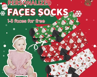Custom Christmas Socks, Custom Photo Socks, Christmas Socks Personalization, Baby Face Socks, Personalized Christmas Socks, Christmas Gift