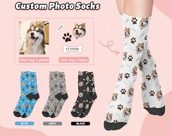 Custom Pet Photo Socks,Put Your Cute Dog on Socks,Personalized Dog Socks,Faces On Socks, Personalized Gift,Dog Lovers Gift,Christmas gift