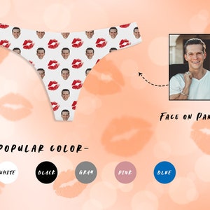 Custom Face Thong Panties Personalized Photo Print Underwear Design Funny Thong with Picture Customized Panties Lingerie Gift for Her