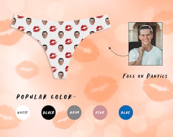 Custom Face Thong Panties Personalized Photo Print Underwear Design Funny Thong with Picture Customized Panties Lingerie Gift for Her