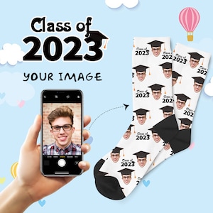 2024 Graduation Socks, Custom Face Socks, Graduation Gifts for Him, Personalized Face Socks, Grad Socks, Class of 2024 Graduation Socks