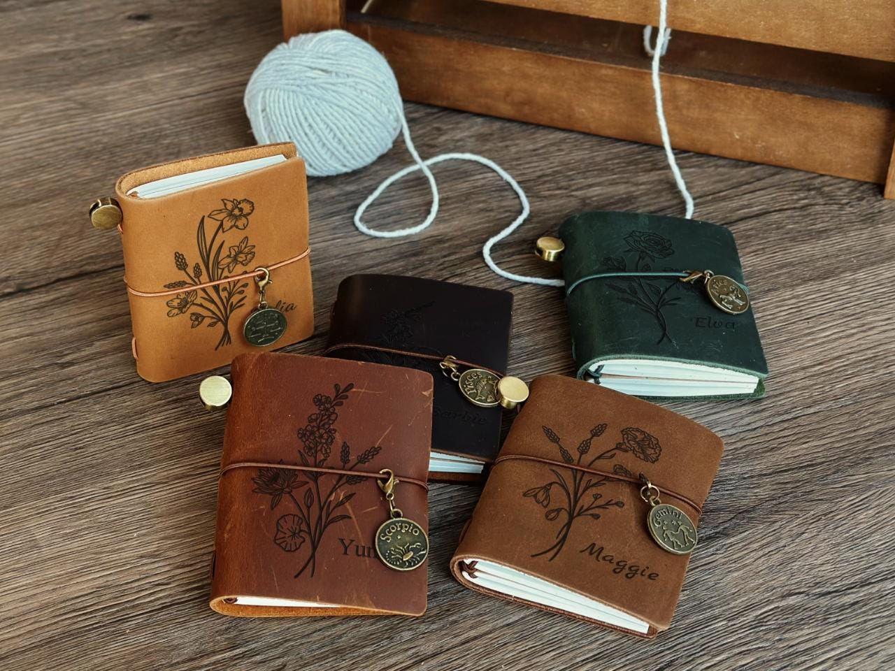 Personalized Leather Retro Pocket Notebook, Custom Mini Leather Traveler's Journal, Pocket Portable Journal Agenda Planner, Gift for Her