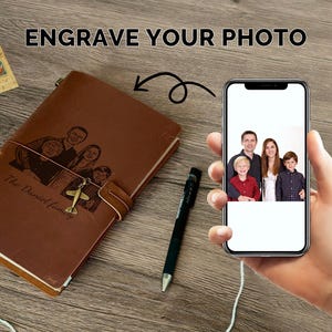 Custom Your Photo Journal Notebook, Travel Notebook Diary,  Leather Sketchbook, Personalized Gifts, Handmade Gift for Her, Gift for Him