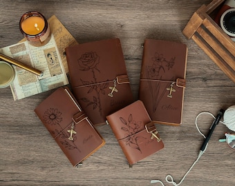 Personalized Leather Journal Notebook Diary, Travel Notebook, Custom Name Notebook,Corporate Gifts, Leather Sketchbook,Handmade Gift for Her