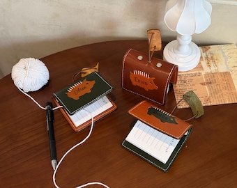 Mini Leather Notebook, Handmade Pocket Journal, Refillable Planner, Vegetable Tanned Leather Travel Diary, Cute Small Notepad, Gift for Her