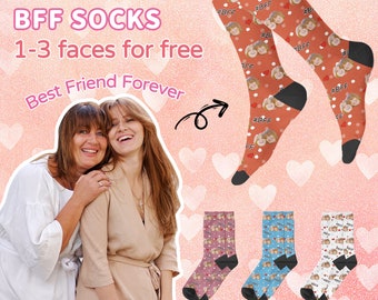 Chaussettes photo personnalisées, Chaussettes Best Friend Forever, Chaussettes photo meilleures amies personnalisées, Cadeau pour meilleure amie, Cadeau d'anniversaire, Chaussettes personnalisées, Cadeau pour amis