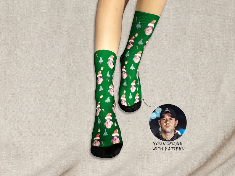 Custom Christmas Face Socks, Custom Photo Sock, Custom Christmas Sock, Pet Photo Sock, Personalized Sock, Picture Socks for Christmas Gift image 2