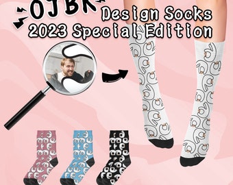 OJBK 2023 édition spéciale « À la merci d'un homme », chaussettes personnalisées, chaussettes photo personnalisées, chaussettes de Noël personnalisées, cadeau personnalisé