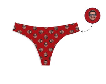 Custom Face Thong Panties Personalized Photo Print Underwear Design Funny Briefs with Picture Customized Panties Lingerie Gift for Her