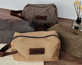 Custom Mens Toiletry Bag, Personalized Toiletry Bag, Canvas Travel Bag Men's Dopp Kit,Personalized Groomsmen Gift,Gift for Him Dad Boyfriend